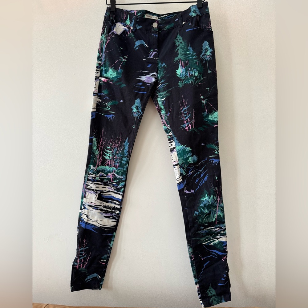 Balenciaga Black Forest Pattern skinny jeans pants size 38 - Picture 2 of 16